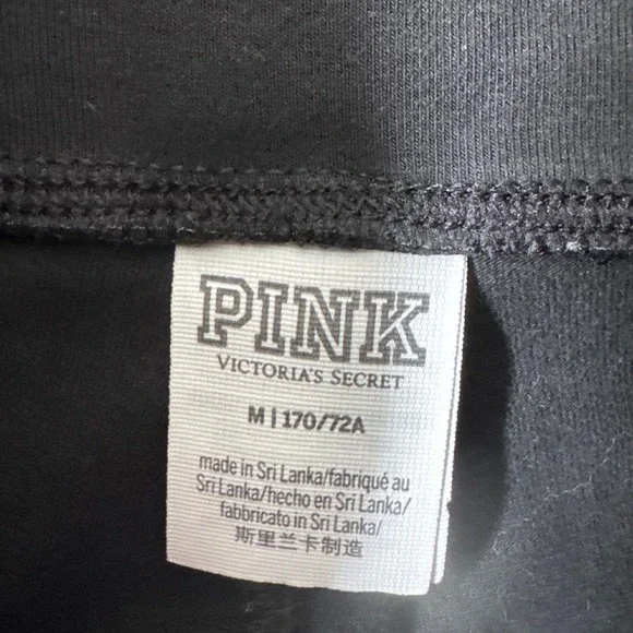 PINK Victoria's Secret Black Pink Stripe Athletic Leggings Women's Size M - Picture 4 of 6